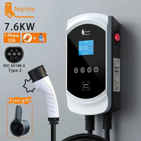 Wallbox EVSE Triphasé et Monophasé avec Contrôle Intelligent et Connexion Wi-Fi vue 2