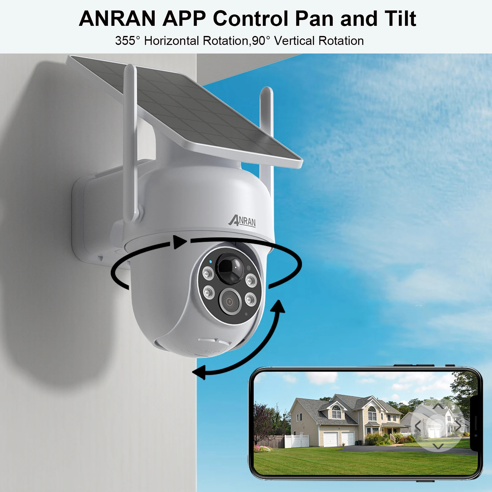 Caméra de Sécurité Solaire Extérieure WiFi ANRAN - Vision Nocturne Couleur & Détection PIR image 3