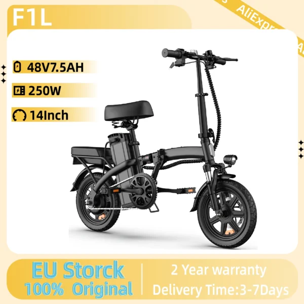 Vélo Électrique Pliable Unisexe URLIFE F1L - 250W 48V 7.5AH Roues 14 Pouces