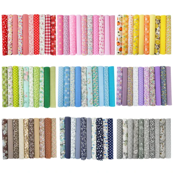 Lot de 100 Pièces de Tissu en Coton Imprimé 10x10 cm pour Couture et Loisirs Créatifs