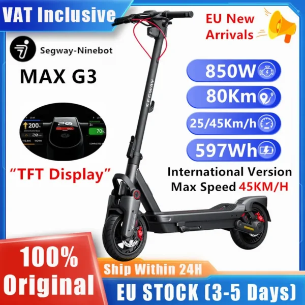 Trottinette Électrique Ninebot par Segway Max G3 - Moteur 2000W et Autonomie 80 km
