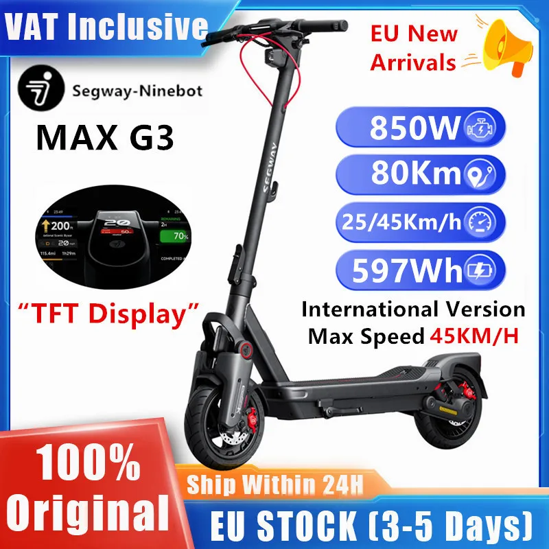Trottinette Électrique Ninebot par Segway Max G3 - Moteur 2000W et Autonomie 80 km