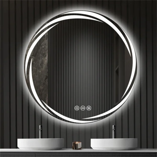 Miroir de Salle de Bain LED Circulaire Rétroéclairé et Anti-buée vue 2
