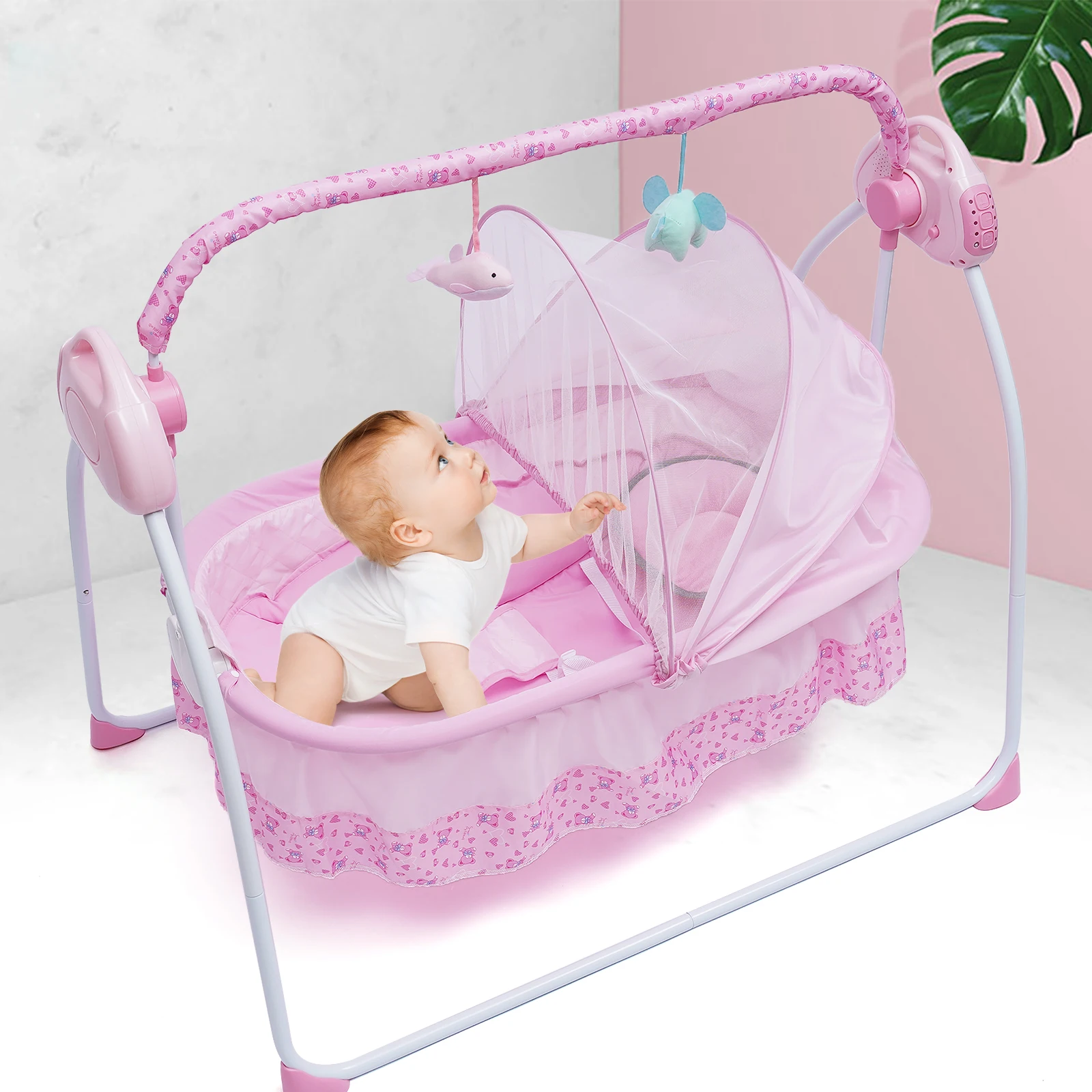 Berceau Électrique à Bascule et Balançoire Connectée pour Bébé - 5 Vitesses et Musique Bluetooth image 4