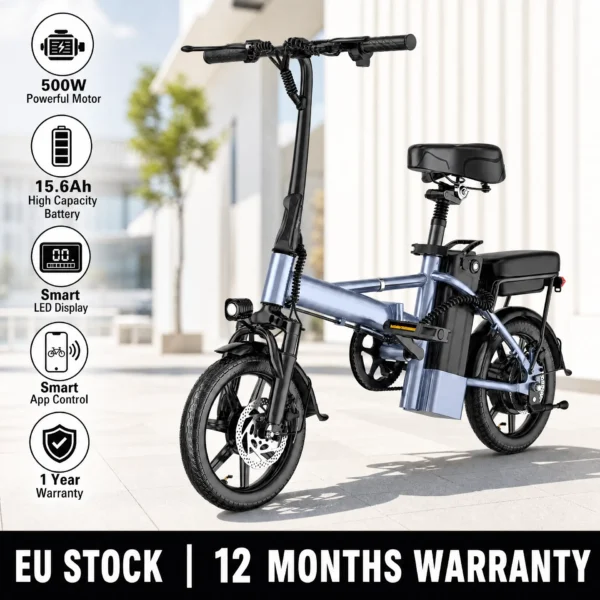 Vélo Électrique Pliant 2026 Moteur 500W et Batterie 15.6Ah Urbain