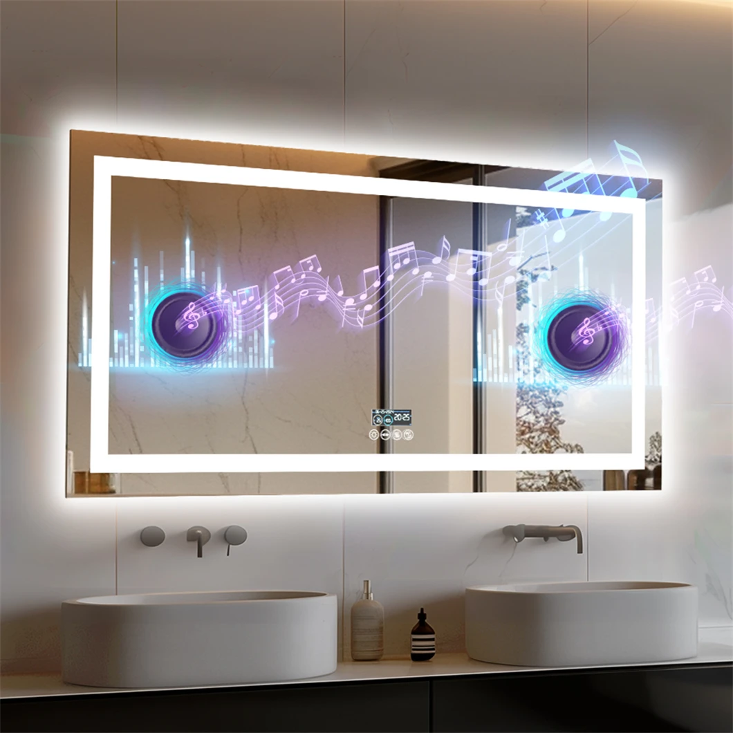 HOMirror - Miroir de courtoisie LED intelligent mural avec Bluetooth et antibuée