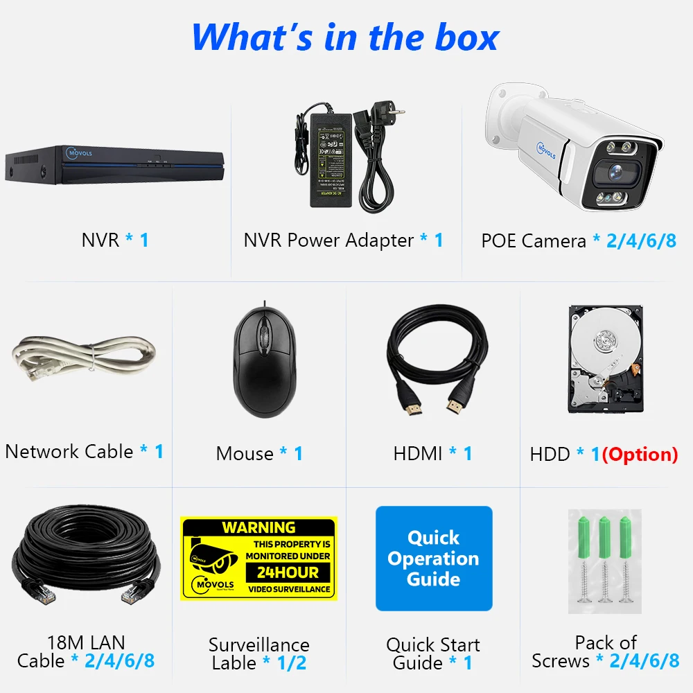 Système de Caméra de Sécurité MOVOLS 8CH PoE - Kit de Surveillance Vidéo 5MP/8MP avec Audio Bidirectionnel et Vision Nocturne image 6