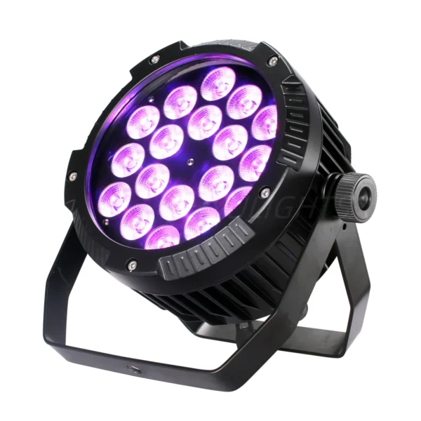 Projecteur Scénique LED PAR 18x18W RGBWA+UV IP65 Silencieux