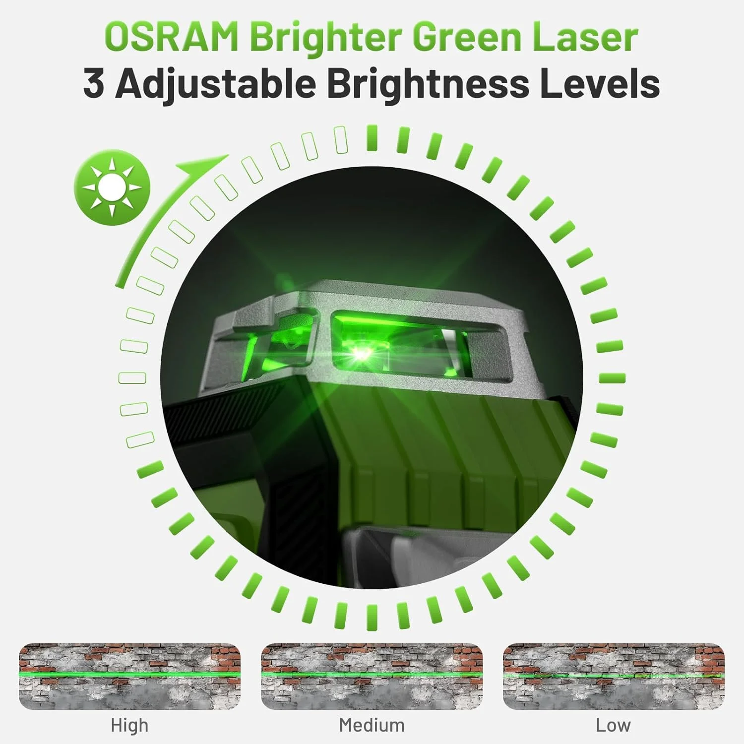Niveau laser 3D 12 lignes Huepar HX03CG vert haute précision avec écran LCD image 3