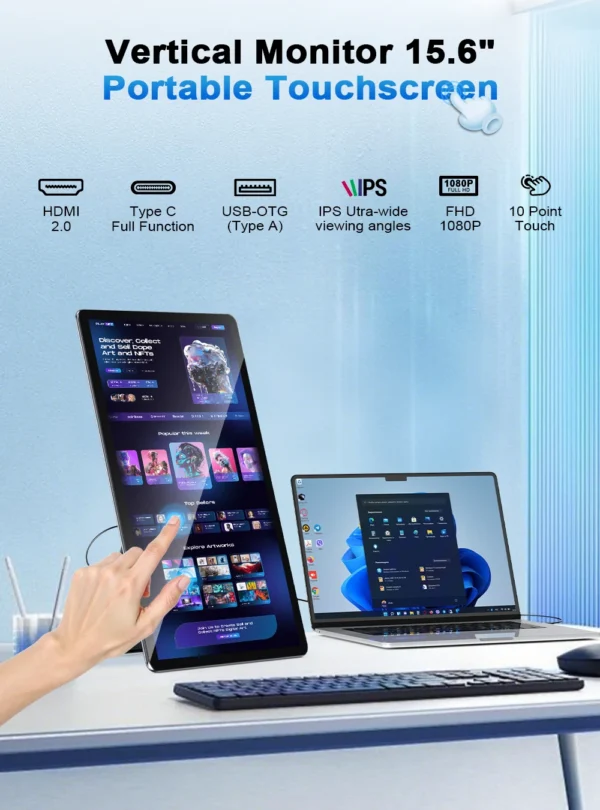 Moniteur Portable Tactile UPERFECT 15,6 Pouces FHD IPS HDR vue 2