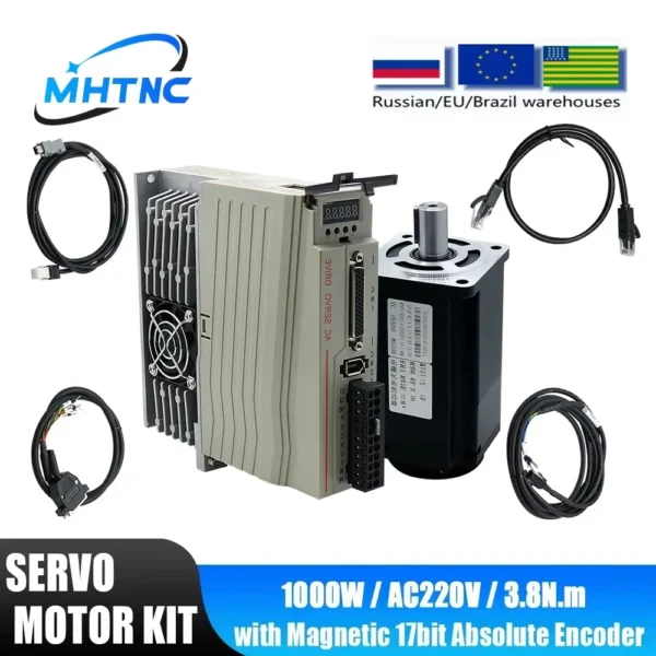 Kit Moteur Servo AC 220V 80AST 1000W 3.8N avec Driver T3D-20A et Encodeur Magnétique