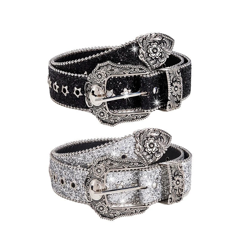 Ceinture Gothique en Strass pour Femme - Style Rétro Cowboy Y2K