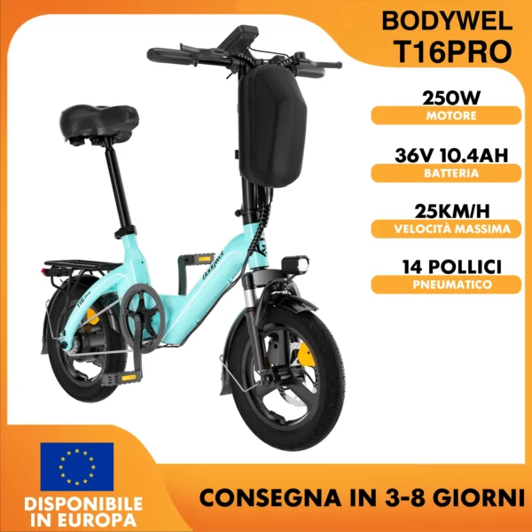 Vélo électrique pliable Bodywel T16 Pro 14 pouces - Ville et transport urbain