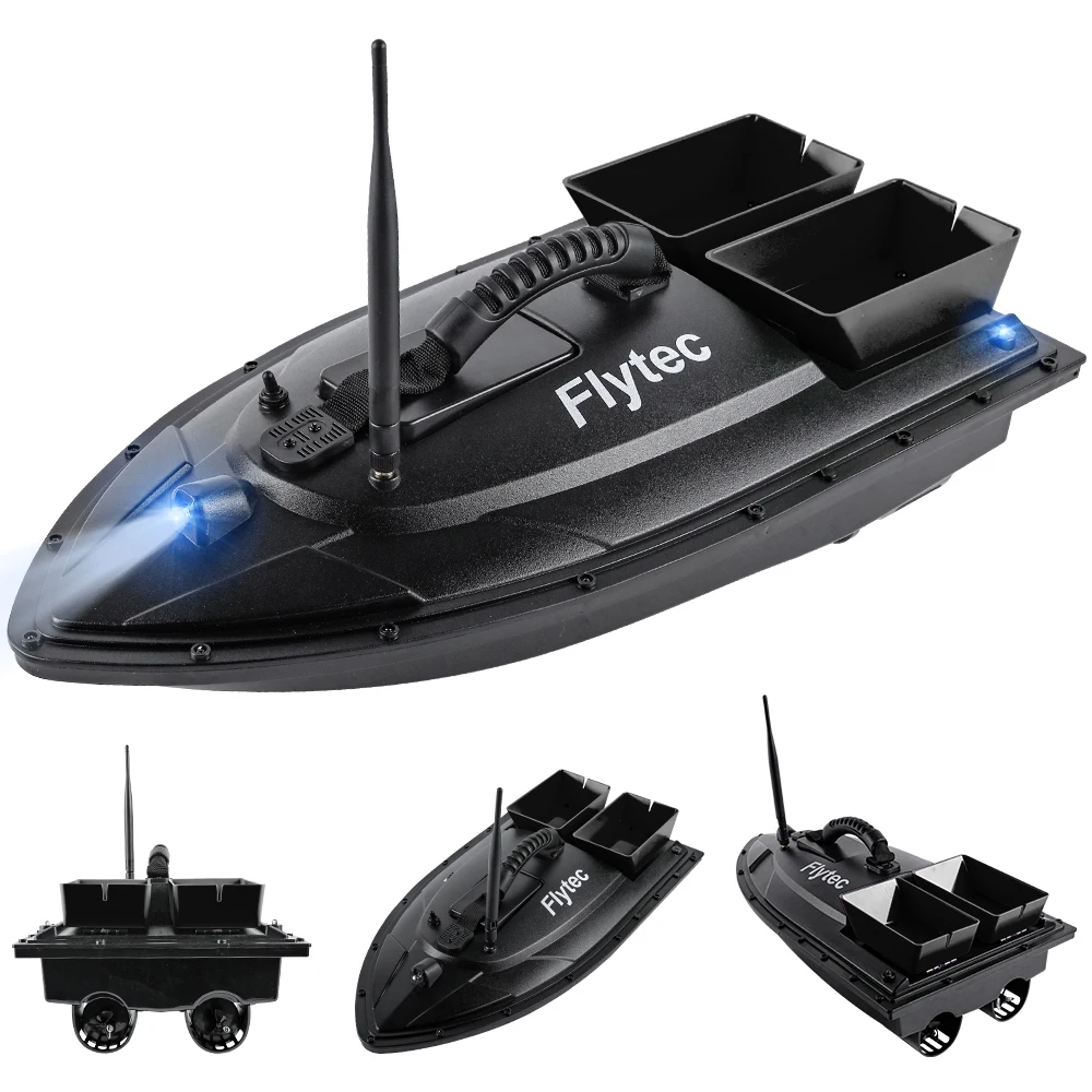 Bateau à appâts de pêche télécommandé Flytec 500m avec double moteur et LED image 3