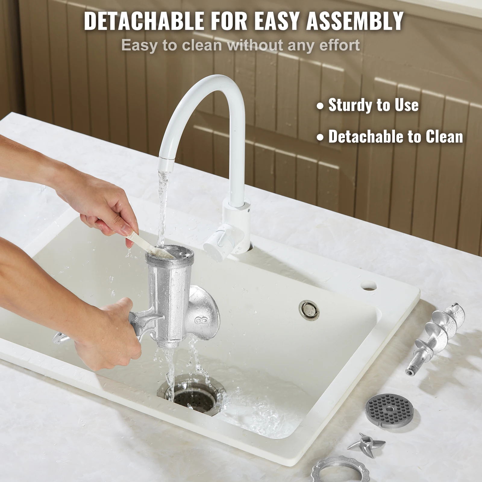 SucceBuy Hachoir à Viande Manuel Robuste en Fonte avec Pince de Table et Accessoires Saucisses image 4