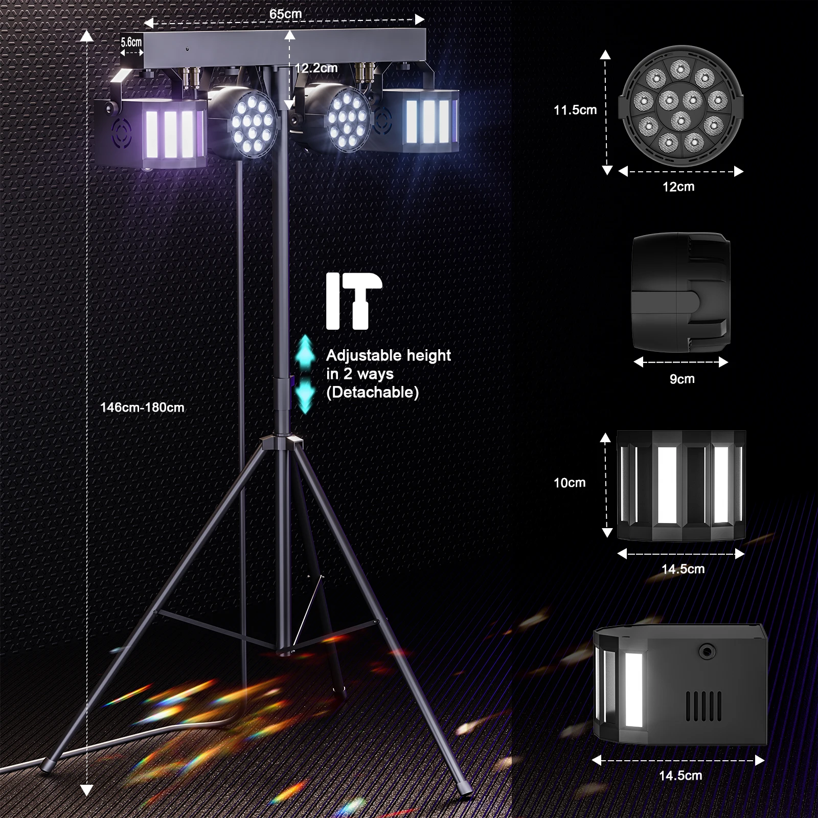 Datewink Projecteur Scénique LED RGBW 60W avec Support et Sac de Transport pour DJ et Fêtes image 5