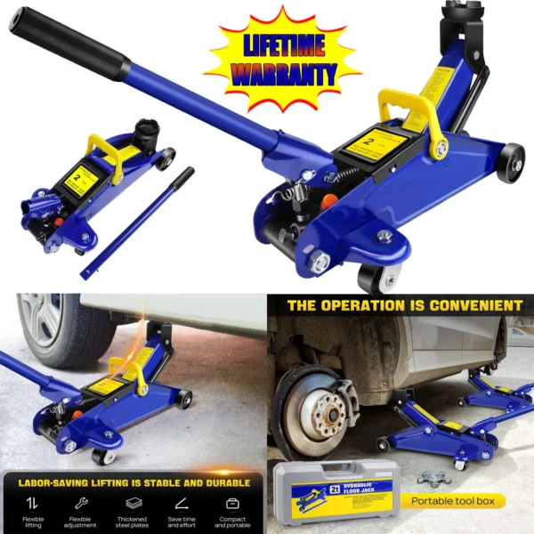 DayPlus Cric Hydraulique de Chariot 2 Tonnes pour Voiture et Caravane