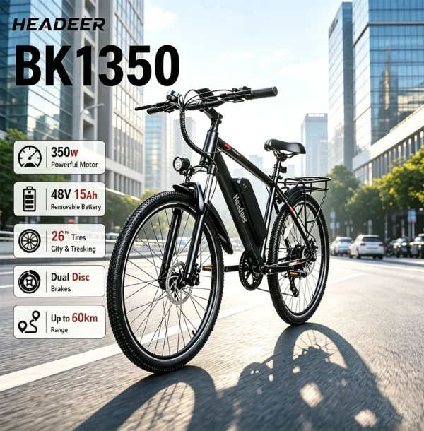 Vélo Électrique HEADER BK1350 - 500W et Pneus 26 Pouces