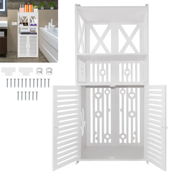 Armoire de sol autoportante étanche pour salle de bain à 3 niveaux