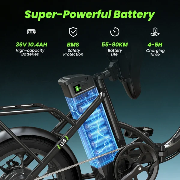 Vélo électrique pliable U4 16 pouces - Moteur 250W et autonomie 90km vue 2