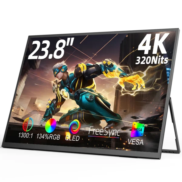 UPERFECT Moniteur Portable 23,8 Pouces 4K UHD Écran Externe QLED FreeSync USB-C HDMI