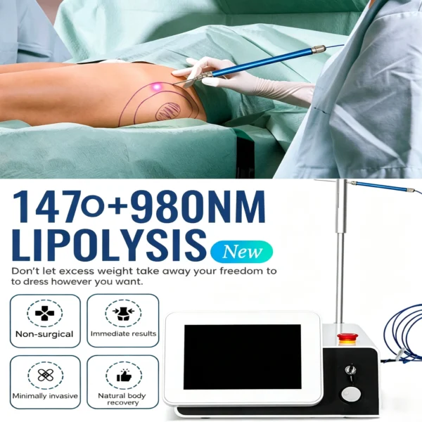 Appareil de Traitement Vasculaire et Remodelage Cutané Endolase 980nm + 1470nm