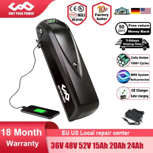 Batterie pour Vélo Électrique Polly Hailong Li-ion 36V 48V 52V