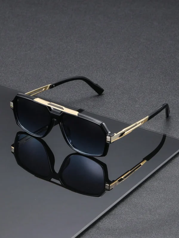Lunettes de soleil pilote classiques pour hommes - Monture transparente grise