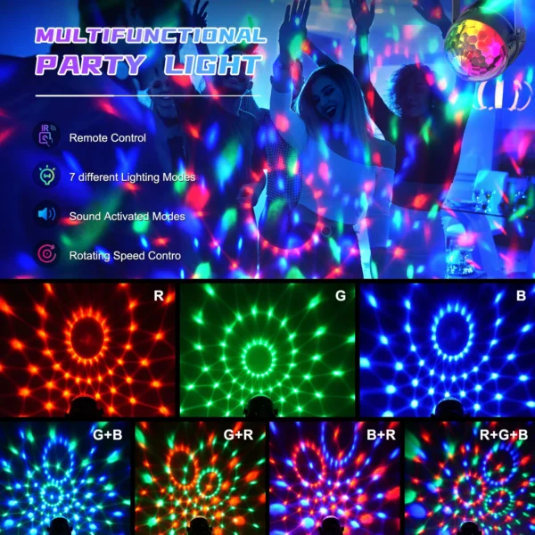 Datewink Boule Magique LED RGB Effet Scène avec Télécommande pour Fête et DJ vue 2