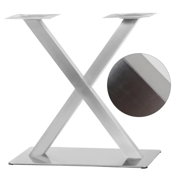 Pieds de table en acier inoxydable en forme de X pour café et gastronomie