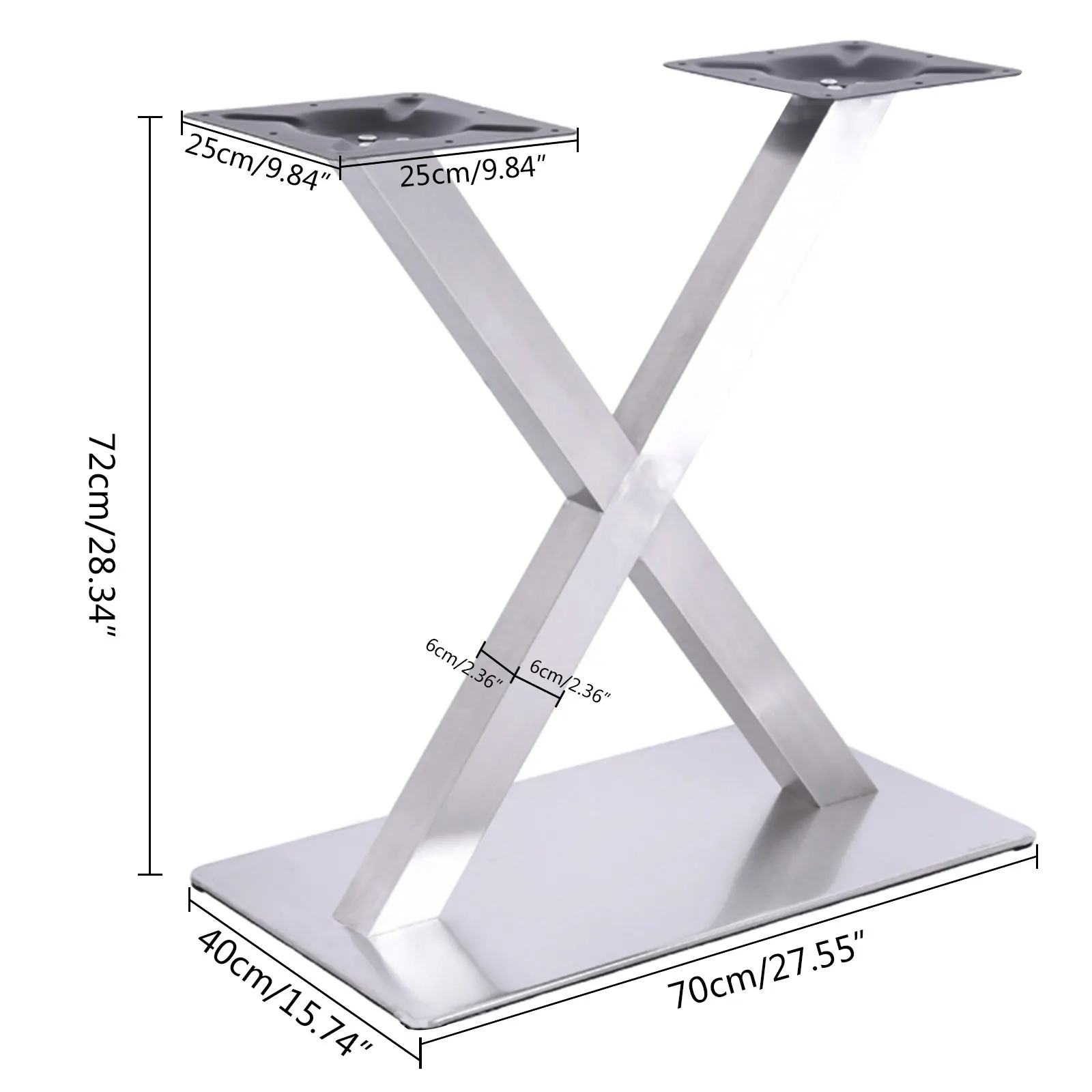 Pieds de table en acier inoxydable en forme de X pour café et gastronomie image 6
