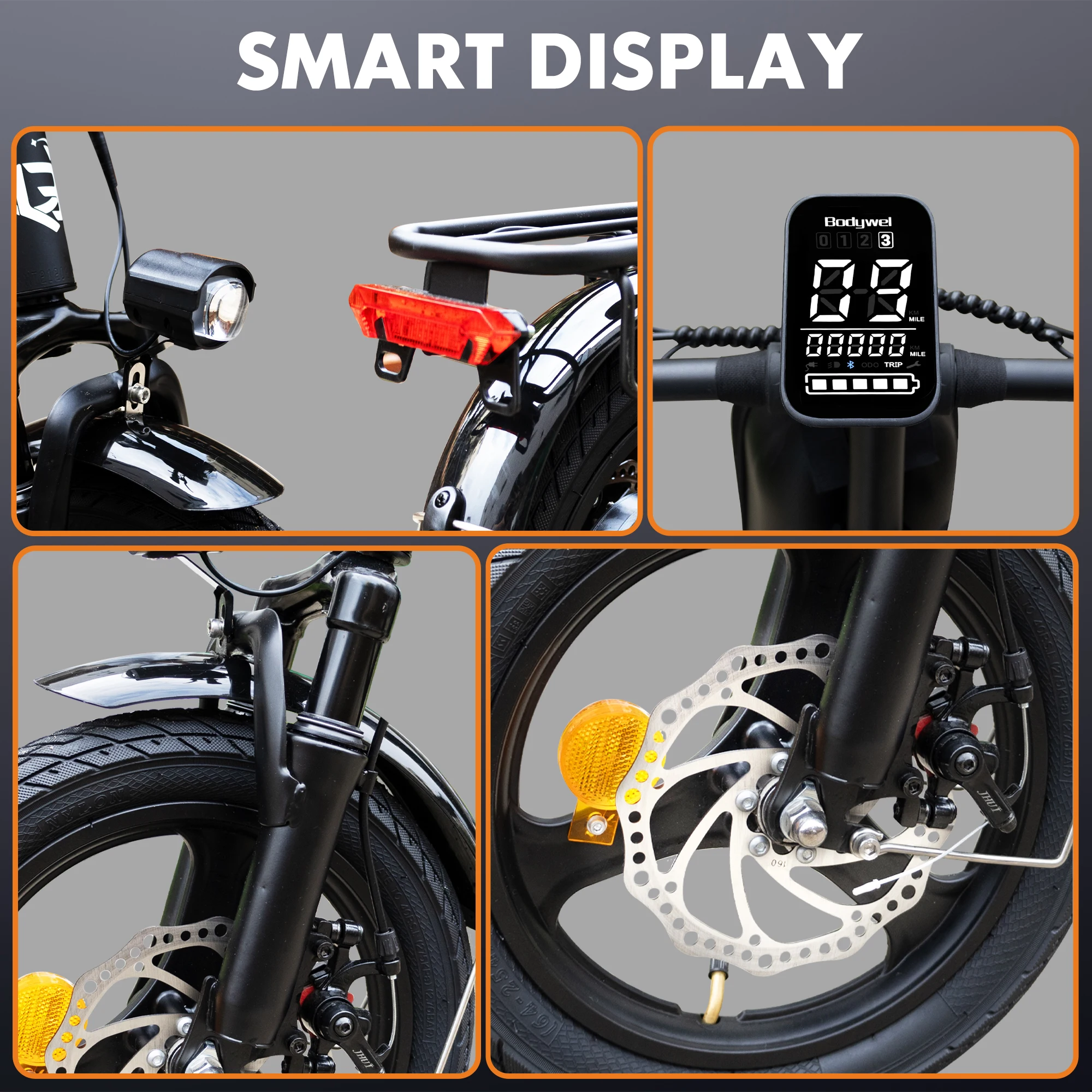 Vélo électrique pliable Bodywel T16 Pro 14 pouces - Ville et transport urbain image 7