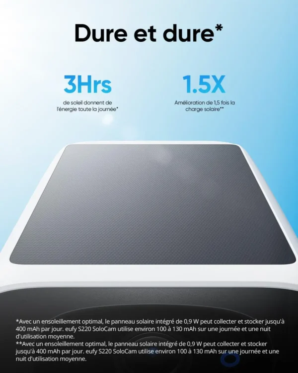 Caméra de Sécurité Solaire eufy Security S220 SoloCam - Résolution 2K et Alimentation Continue vue 2