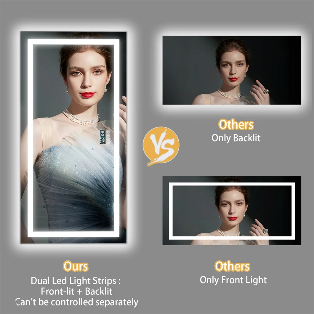 HOMirror - Miroir de courtoisie LED intelligent mural avec Bluetooth et antibuée image 5