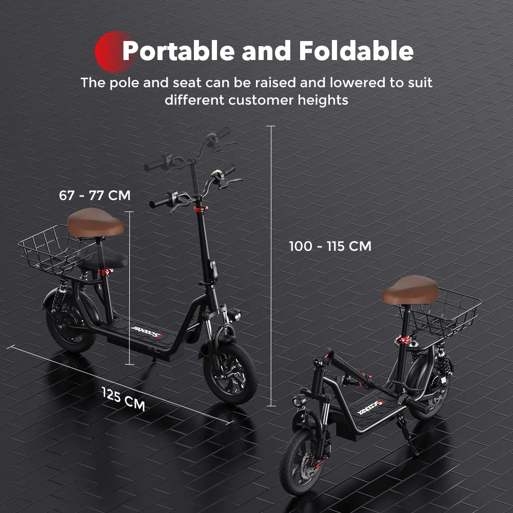 Trottinette Électrique i12 IScooter avec Siège, Panier et Roues de 12 Pouces - 500W image 6