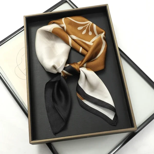 Carré de soie luxueux imprimé style Xiaoxiangfeng pour femme - 70x70 cm