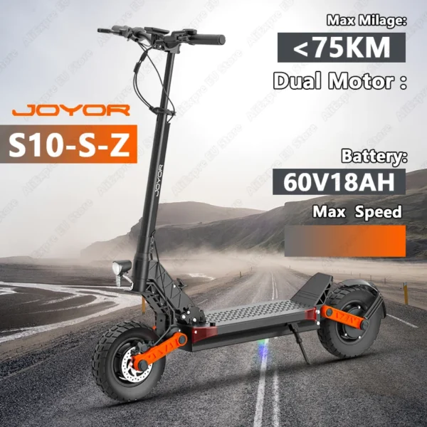 Trottinette Électrique Adulte JOYOR S10-S-Z Moteur 60V 18Ah Pneus 10 Pouces Freins Hydrauliques