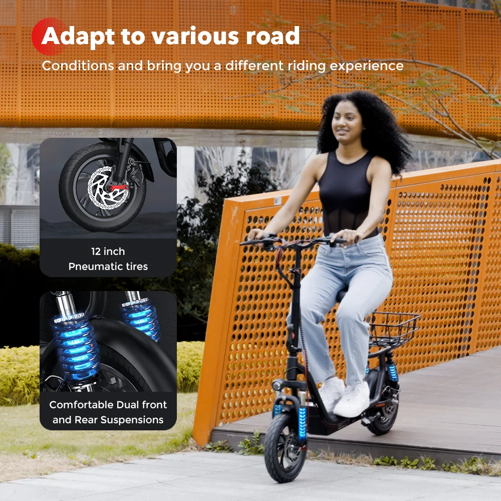 Trottinette Électrique i12 IScooter avec Siège, Panier et Roues de 12 Pouces - 500W image 8
