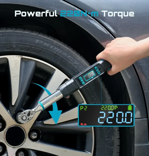 Clé dynamométrique numérique SEESII 3/8" 220 N.m avec écran LCD et précision ±2% vue 2