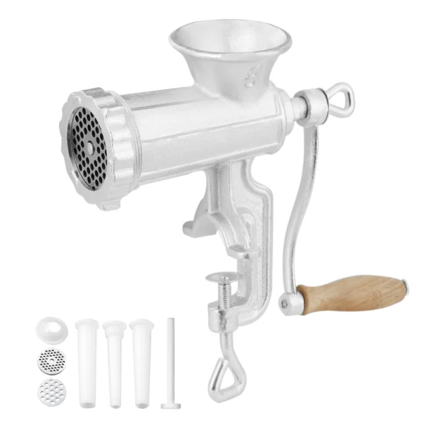 SucceBuy Hachoir à Viande Manuel Robuste en Fonte avec Pince de Table et Accessoires Saucisses