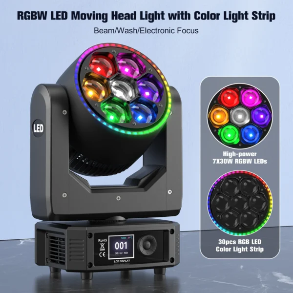 Datewink 300W Faisceau Phares Mobiles Bande Lumineuse RGBW LED Éclairage Scène DMX vue 2