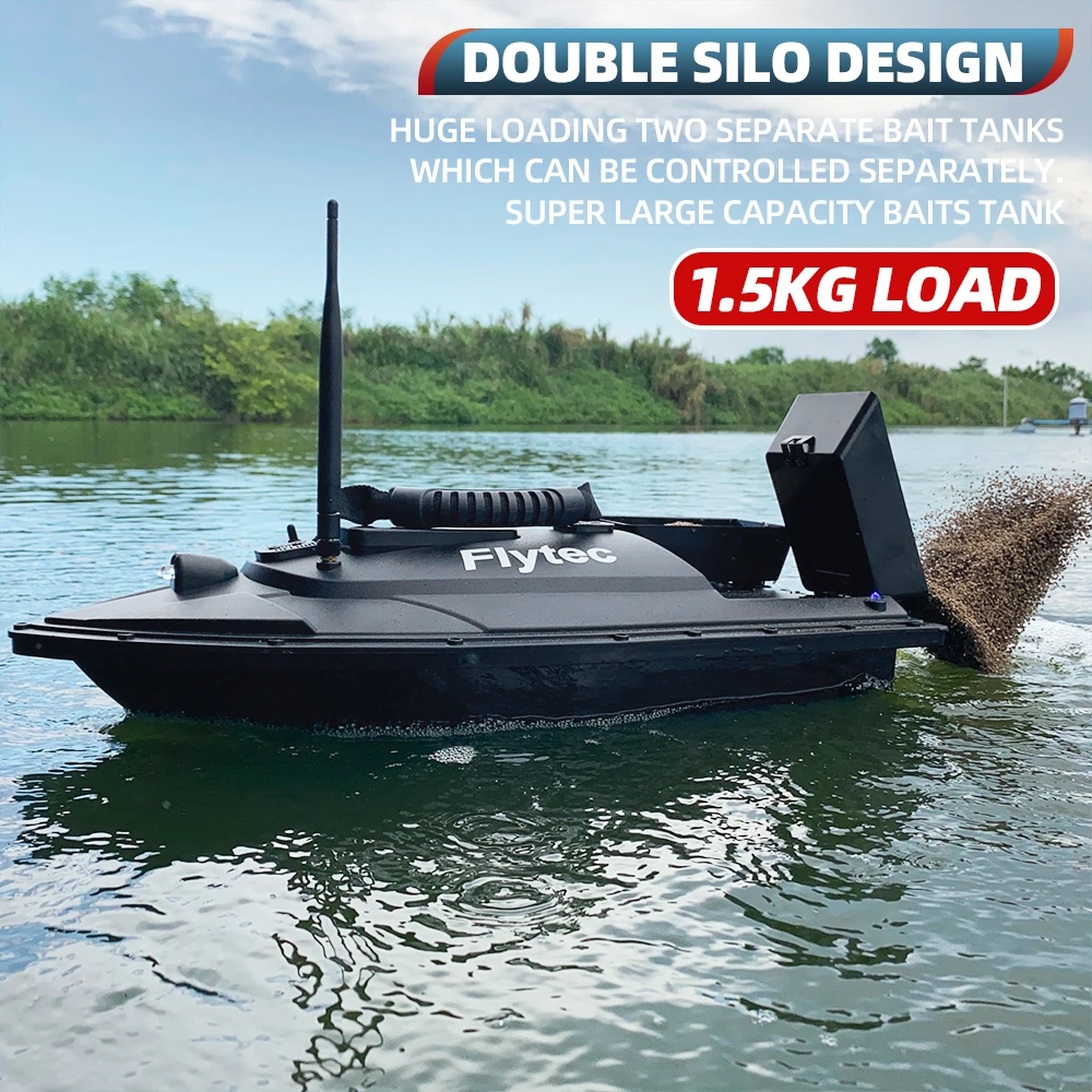 Bateau à appâts de pêche télécommandé Flytec 500m avec double moteur et LED image 5