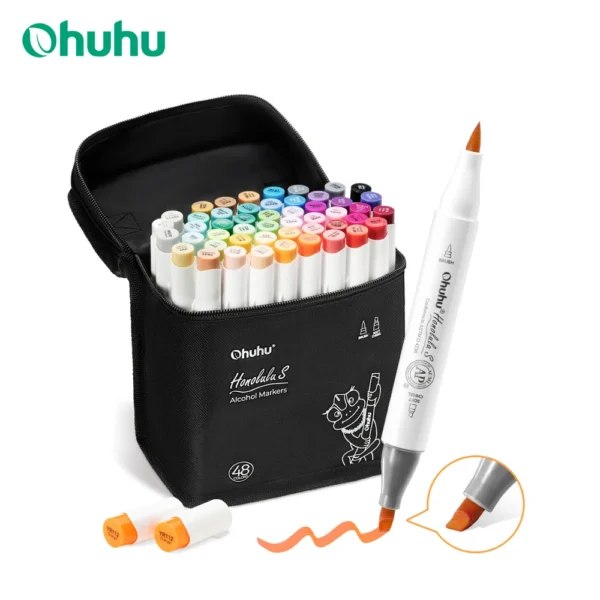 Ohuhu Honolulu S 60 - Ensemble de marqueurs artistiques à l'alcool avec double pointe