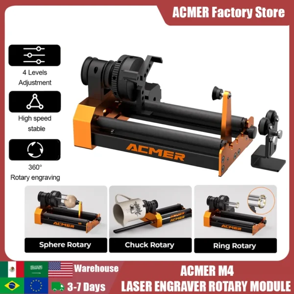 Module Rotatif ACMER M4 - 4ème Axe pour Gravure Laser de Précision