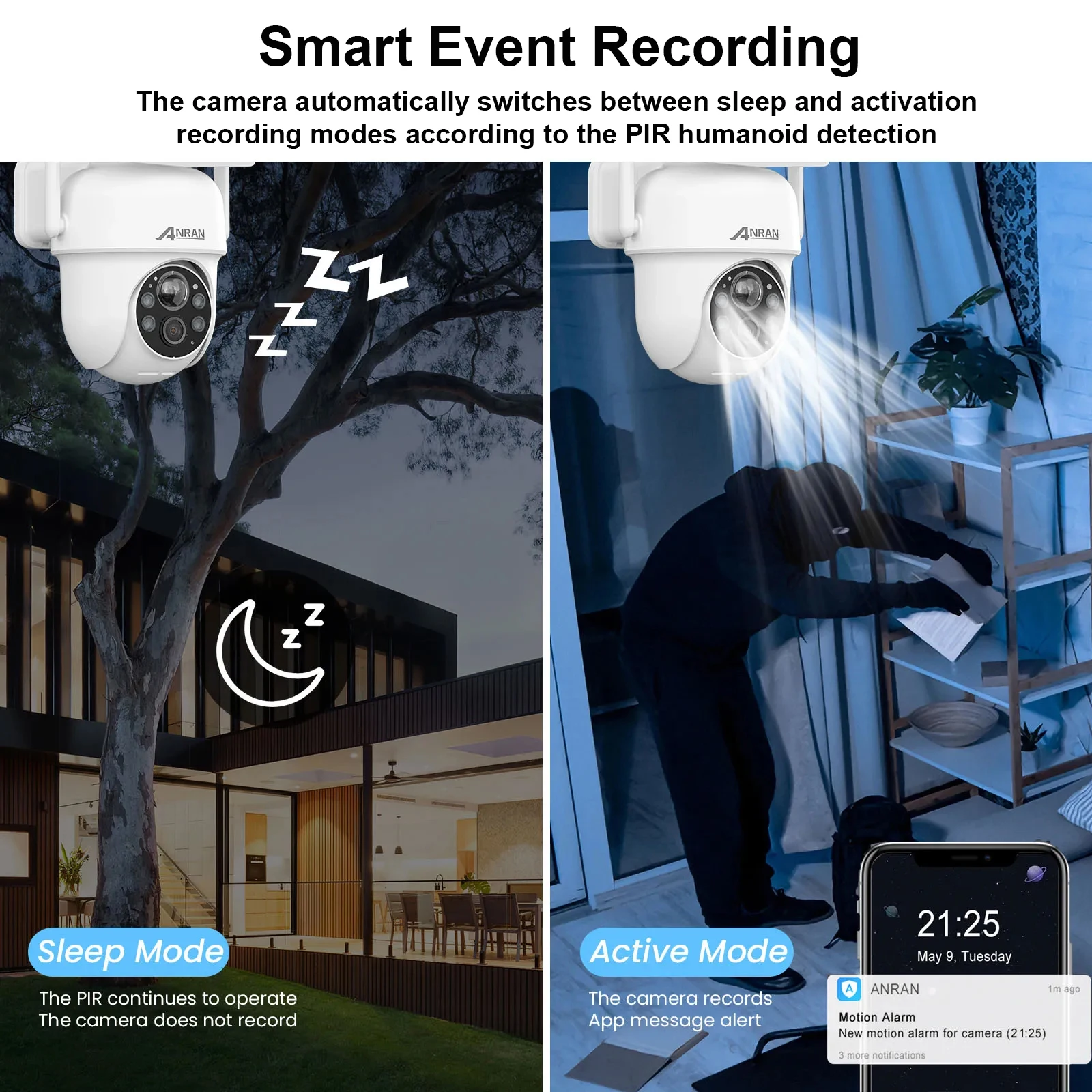 Caméra de Sécurité Solaire Extérieure WiFi ANRAN - Vision Nocturne Couleur & Détection PIR image 4