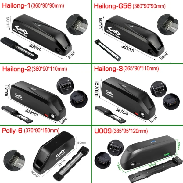 Batterie pour Vélo Électrique Polly Hailong Li-ion 36V 48V 52V vue 2