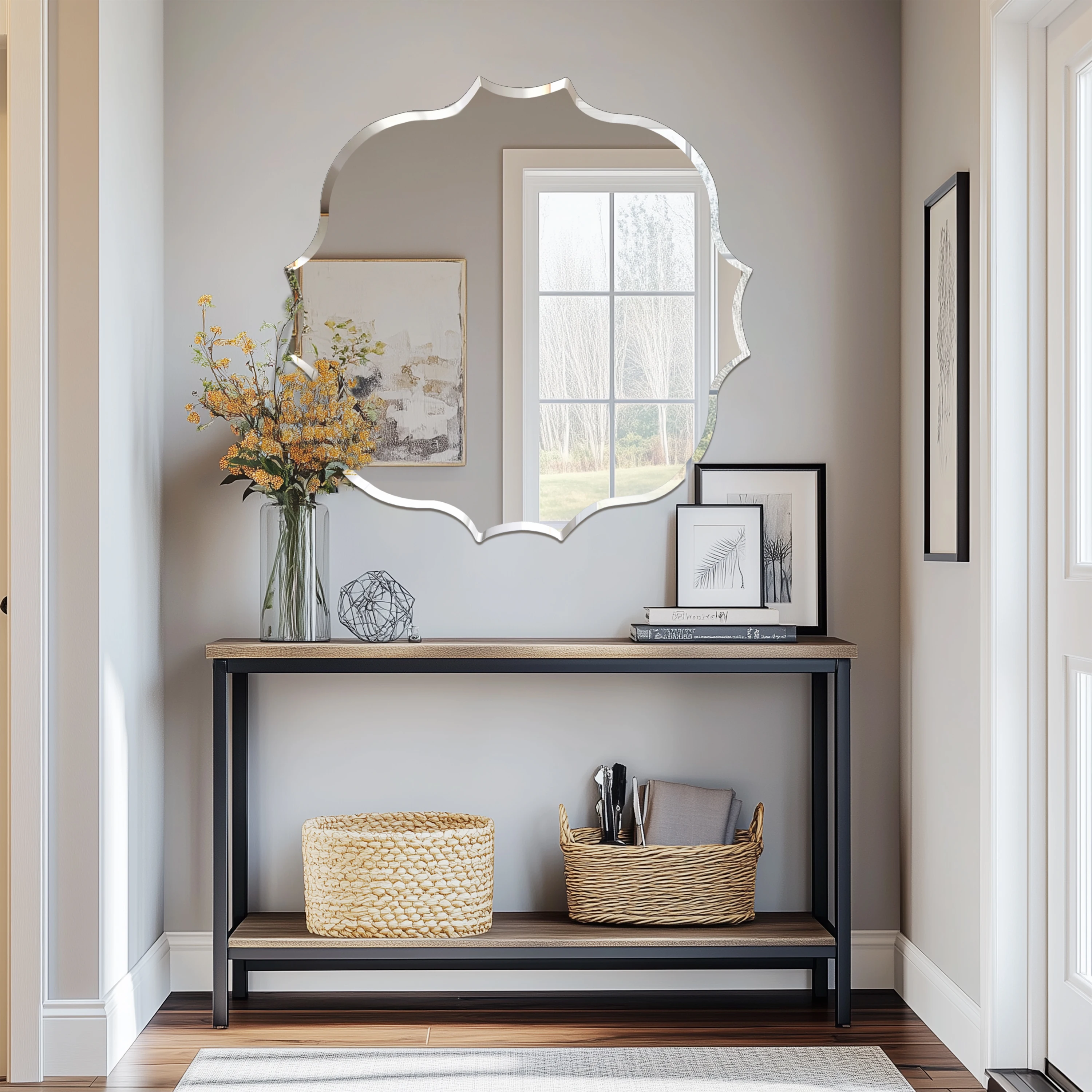Miroir Mural Moderne et Irrégulier aux Bords Biseautés