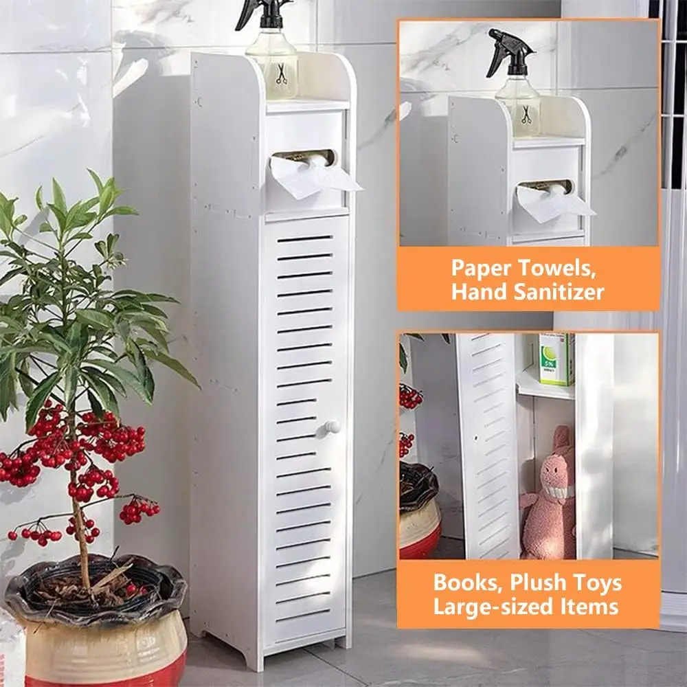 Armoire haute de salle de bain à 3 niveaux et étagère mince roulante image 3