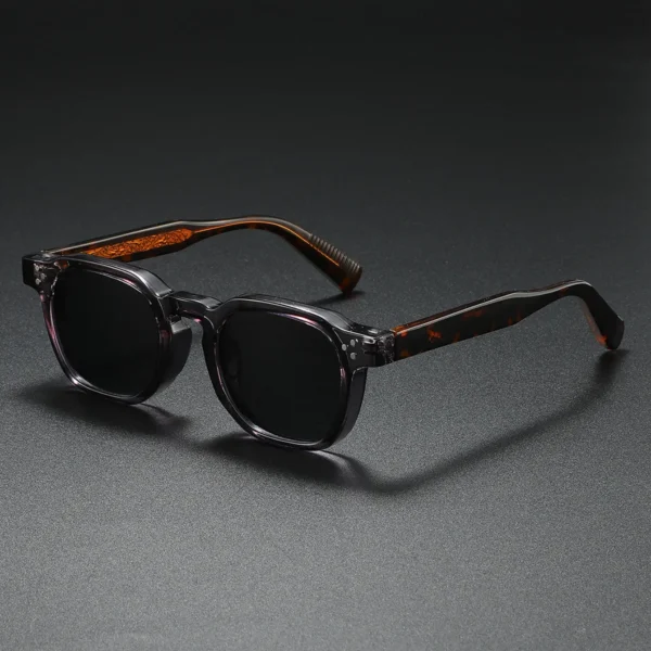 Lunettes de soleil polarisées unisexes à monture carrée métallique et rivets