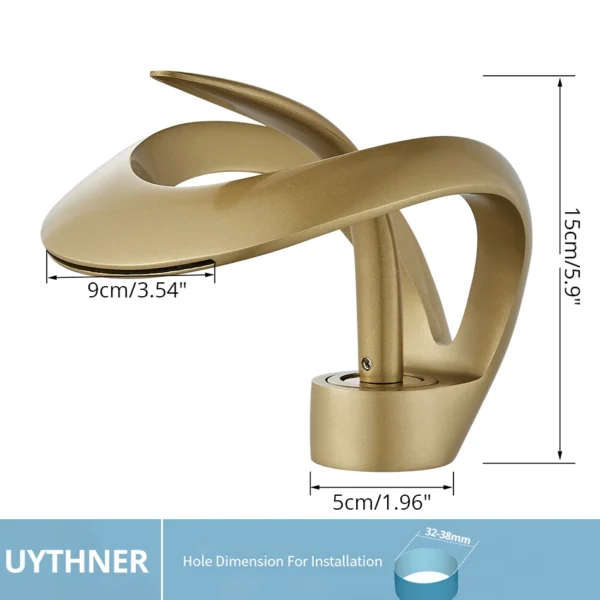 Mitigeur de lavabo cascade de luxe Uythner - Robinet monocommande pour vasque vue 2